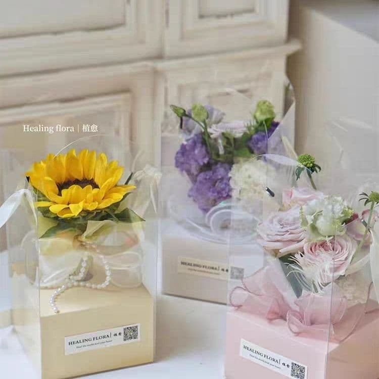 Trendy Fresh Flower Arrangement PVC Transparent Flower Box Integrated Packaging Egg Rose Handmade DIY Bouquet Gift Box