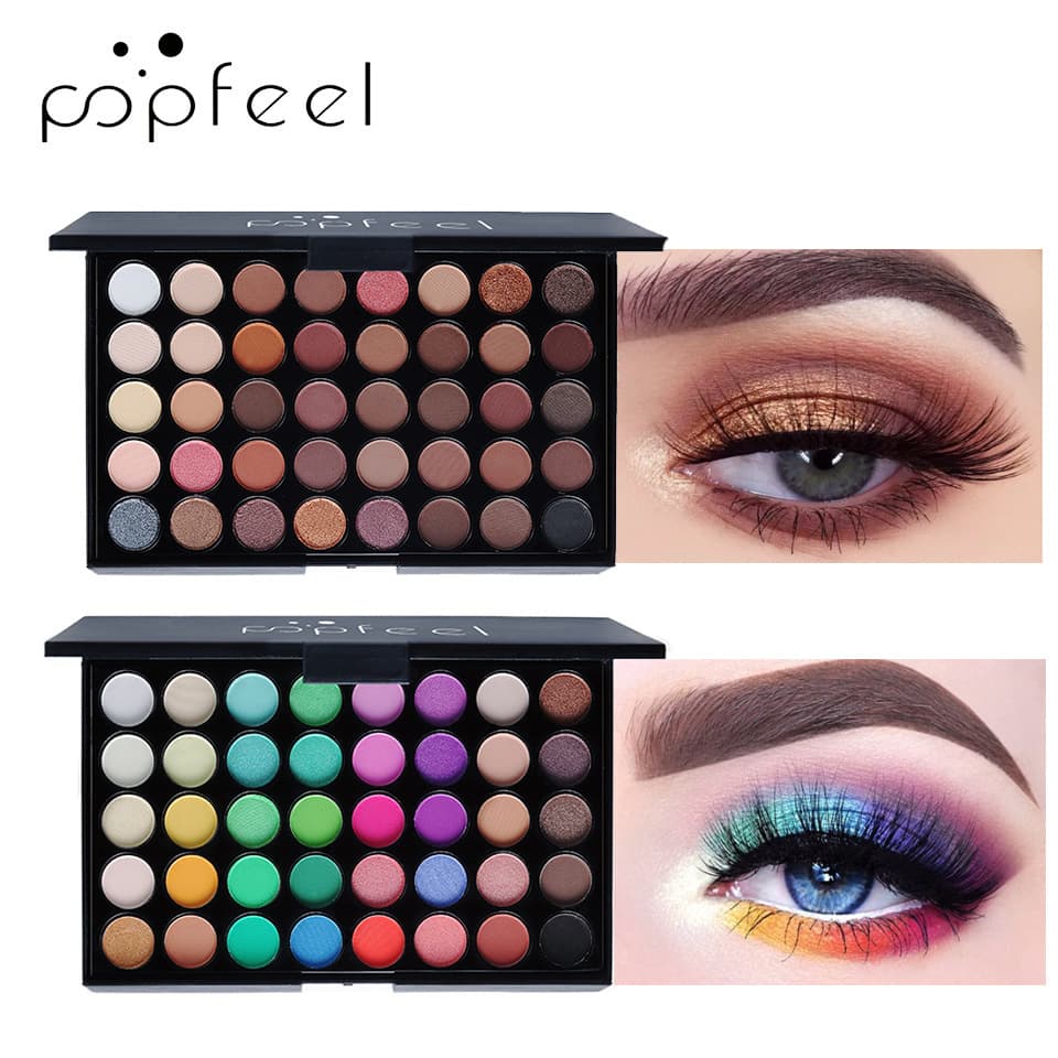 Cross-border Exclusive POPFEEL 40-Color Eyeshadow Palette, Pearl & Matte Earth Tones, Smoky Makeup Palette with Glitter, Best-Selling in Europe and America