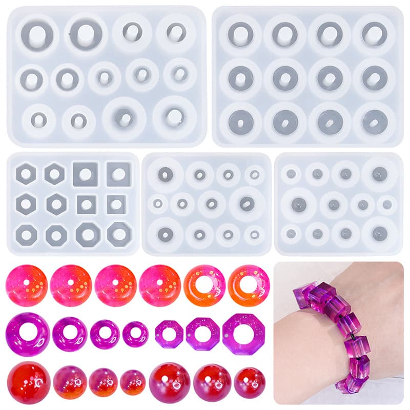 DIY Crystal Epoxy Beads Silicone Mold 6-Grid Sphere Cube Earrings Hand Beaded Jewelry Mold