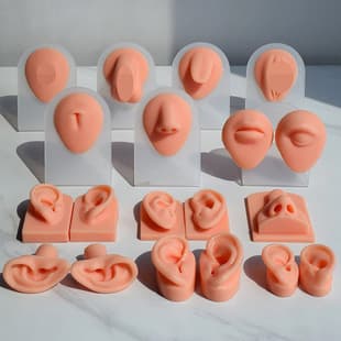 Human Facial Features Piercing Silicone Ear Model Nose Tongue Eye Belly Button Mouth Ear Model