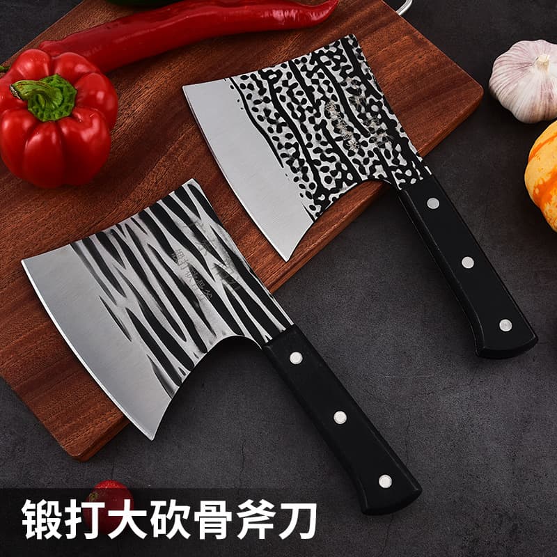 Street Vendor Hand-Forged Bone Chopper, Butcher's Home Sharp Chopping Axe Knife, High-Carbon Steel