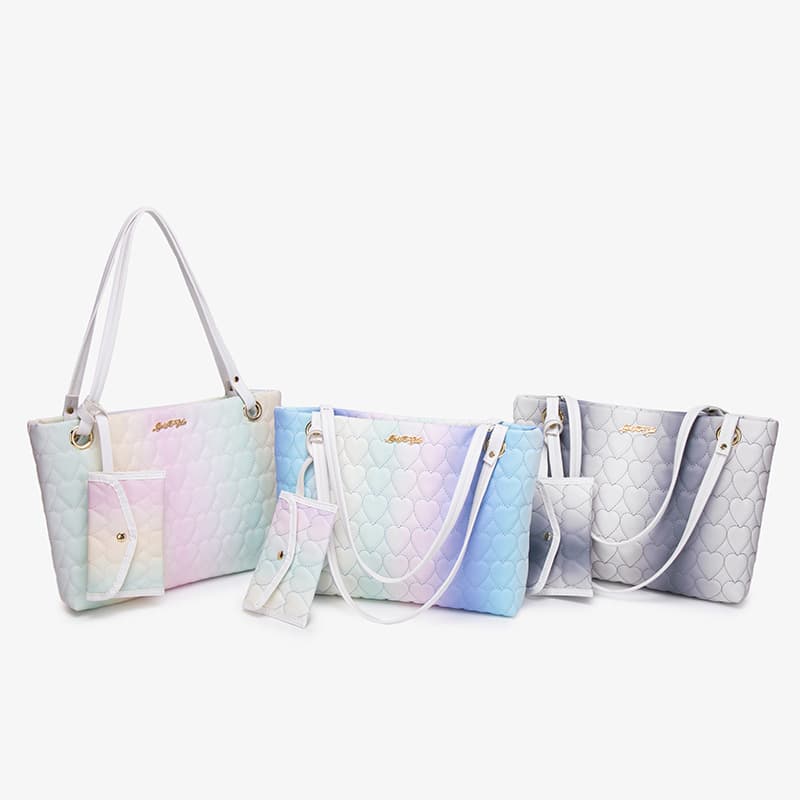 Gradient Color Love Tote Bag 2024 Embroidery Personalized Niche Two-piece Set Bag Women's Tote Bag Shoulder Bag