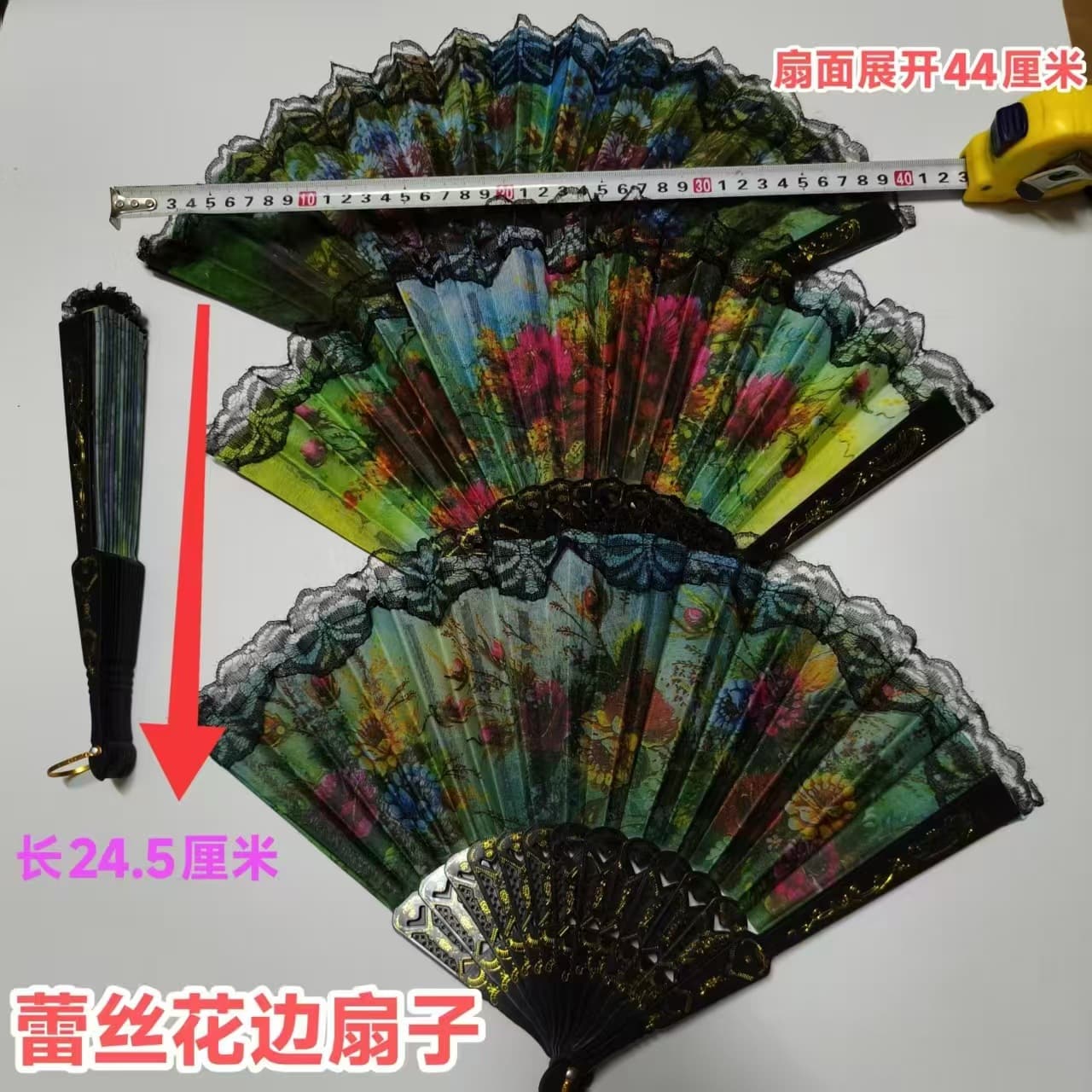 [Ready stock] Korean version lace folding fan Chinese ancient style dance fan for women Spanish black lace fan factory direct sale