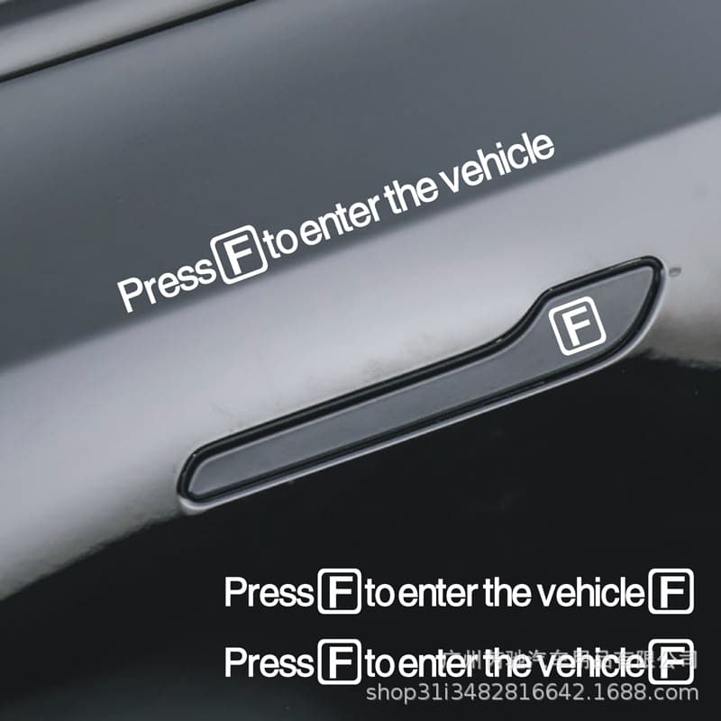 Press F to Enter Vehicle Sticker Creative Car Decal Call of Duty Game Door Handle Sticker