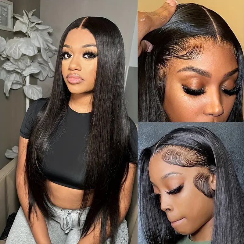 Women's Wig European American Fashion Styleable Straight Wig Hot Selling Front Lace 13x4 Straight Wig Can Be Curled and Dyed
