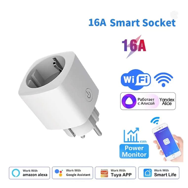Tuya tuya European standard 16A mobile APP remote control voice timing WiFi multi-function smart plug European standard
