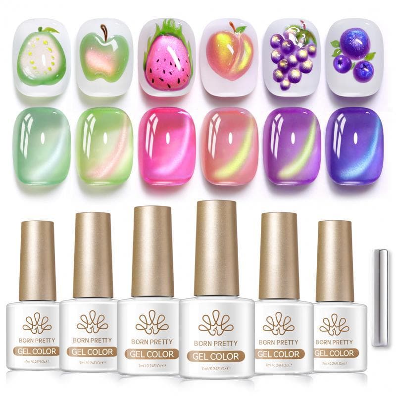 BORN PRETTY Cross-border Nail Art Cat Eye Gel Set Summer Fruit Basket 6 Colors Gel Polish Set