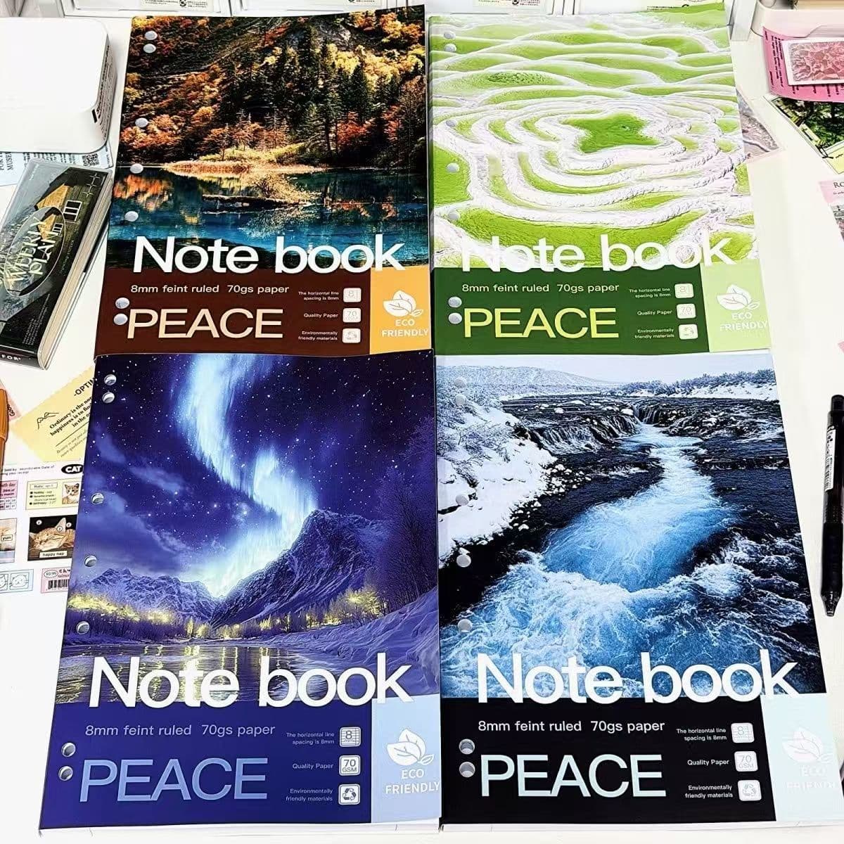 Xiaohongshu Iceland Glacial Lake A4 Loose-Leaf Landscape Notebook, Error Correction Notebook, Student School Notes, Journal, Durable