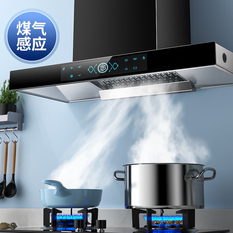 Wholesale high suction range hood for home kitchen top suction European style small T-type automatic cleaning exhaust hood.