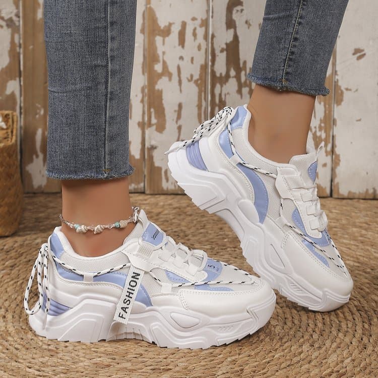Women's Shoes Spring/Autumn Breathable Sports Casual Shoes Hong Kong Style Dad Shoes Ins Trendy Platform Height-Increasing Mesh 2024 New