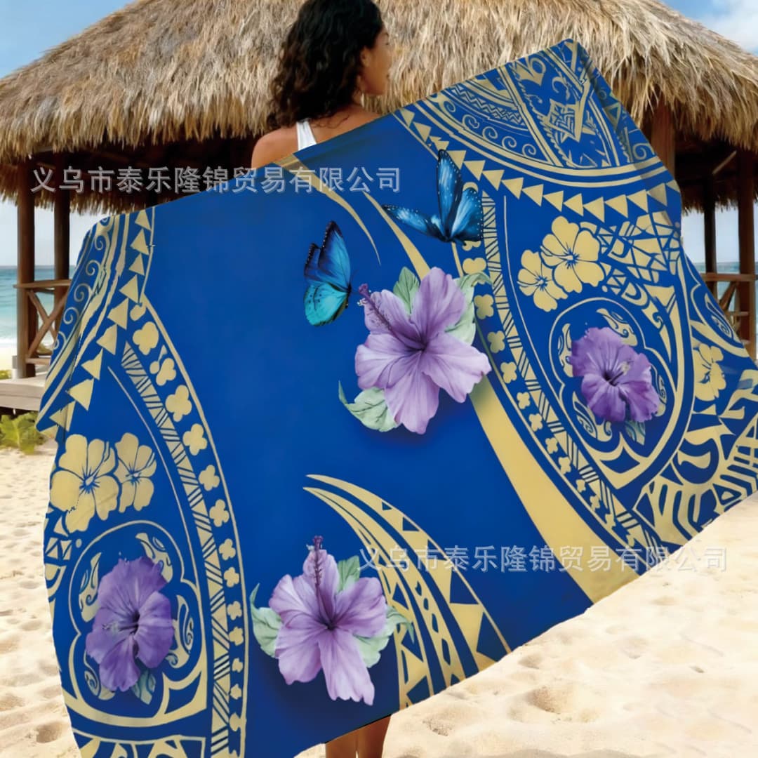 Factory Direct Sale South Pacific Islands Style Hibiscus Totem Samoa Lavalava Beach Wrap Skirt