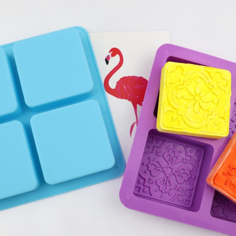 Torch Point 4-Cavity Square Pattern DIY Bread Mold, Chocolate Fondant Cake Mold, Square Handmade Soap Tool
