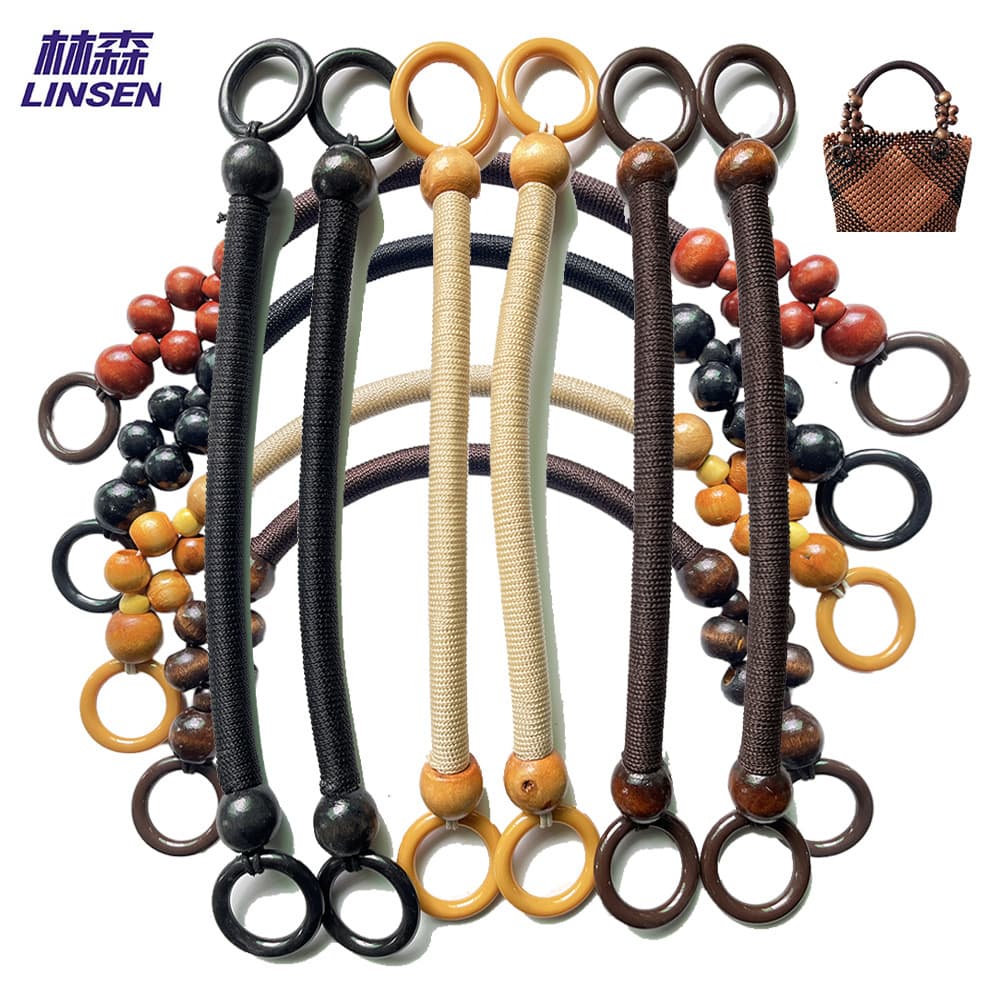 Wooden beaded handles, rattan woven basket handles, vintage handbag accessories, nylon rope handles, handmade bag accessories, bag straps.