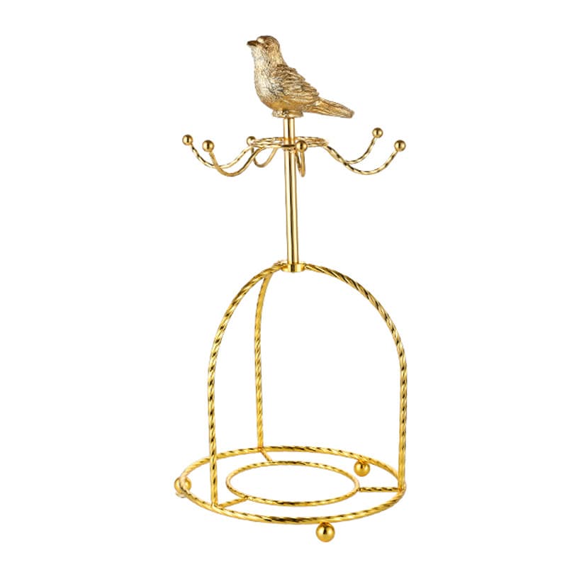 Coffee Cup and Saucer Stainless Steel Holder, Creative Iron 6-cup Minimalist Gold-plated Home Tea Cup Hanging Storage Rack