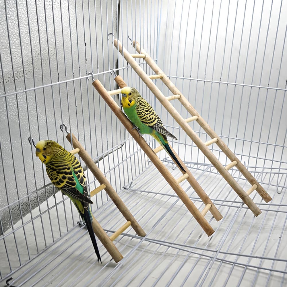 Natural Solid Wood Bird Climbing Ladder, Small Bird Ramp Stand, Parrot Nail Trimming Perch, Hanging Toy for Cage