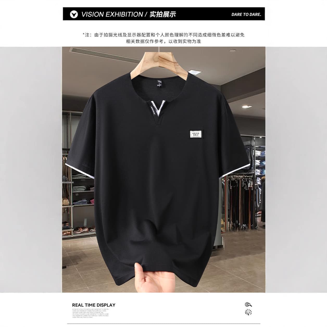 V-Neck Short Sleeve T-Shirt for Men, 2025 New Summer Cotton Thin Trendy Half Sleeve Top T-Shirt