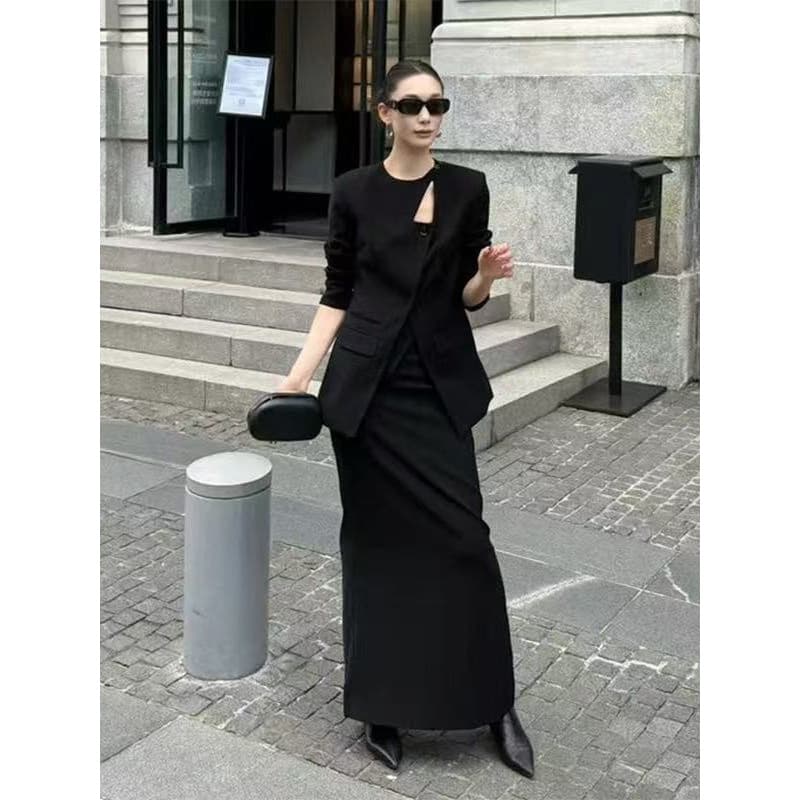 Autumn Cool-Toned Chic and Edgy Outfit, Old Money Style Office Commuter Elegant and Polished Sister-Inspired Premium Suit Set