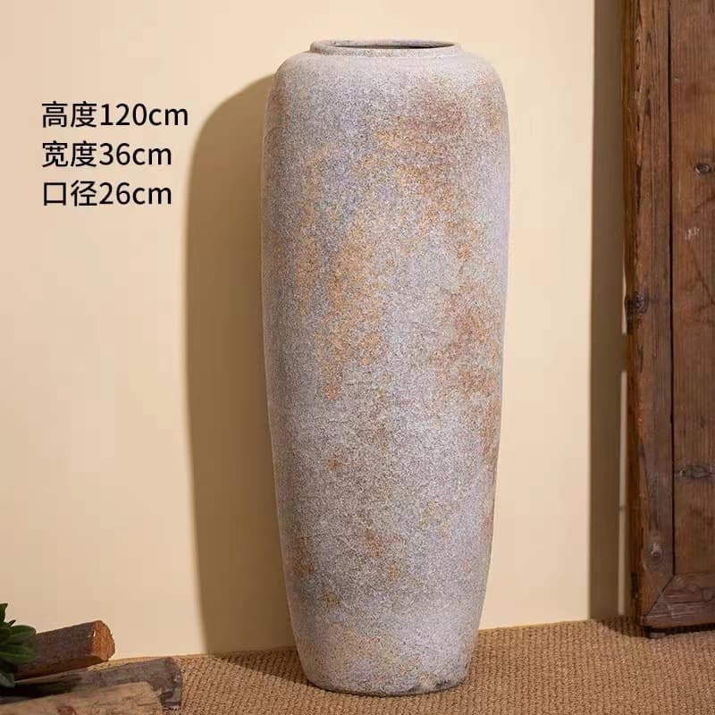 Vintage Floor Vase Wabi-Sabi Style Coarse Ceramic Distressed Vase Decorative Home Flower Arrangement Large Vase Wholesale