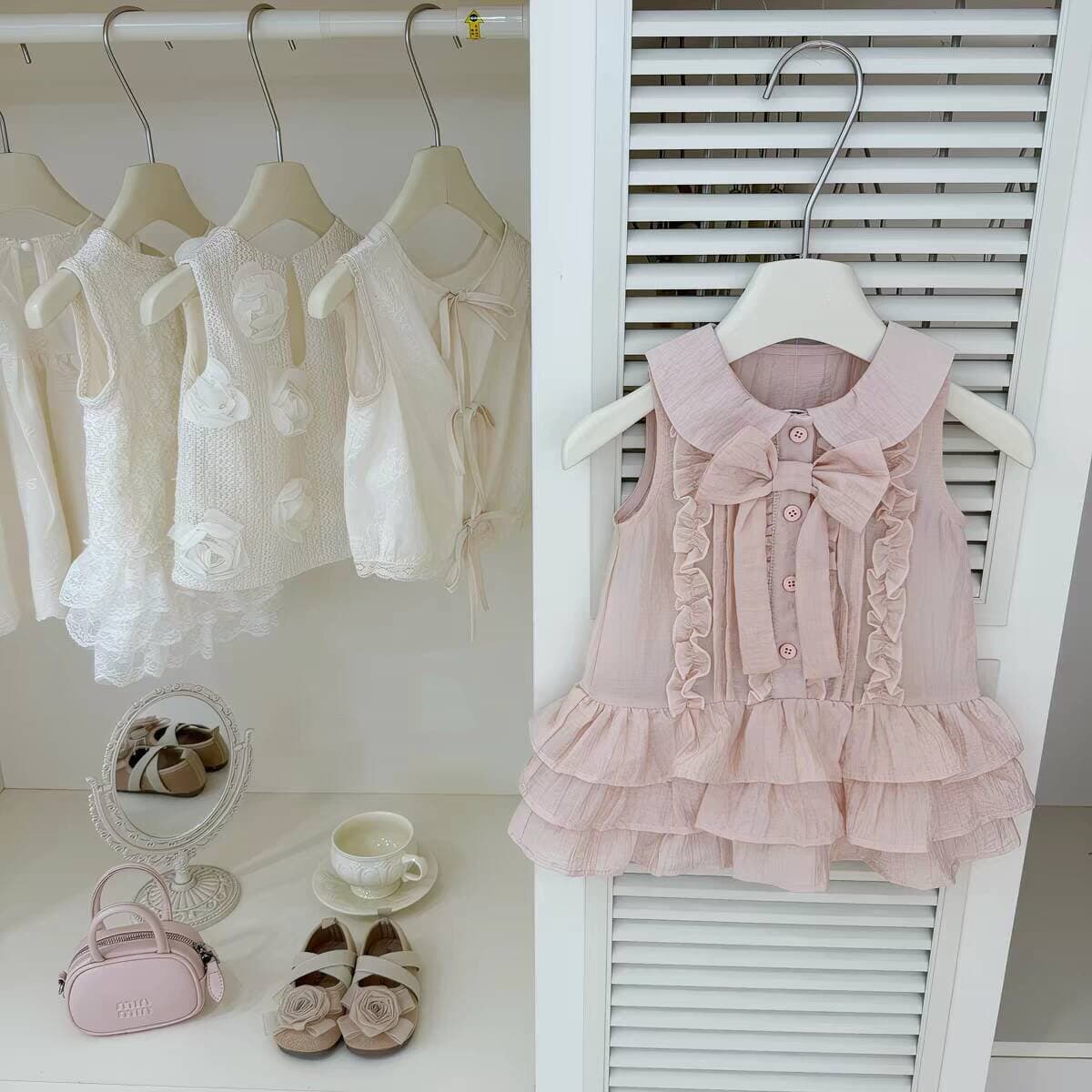 {timo Girls} New Butterfly Bow Vest Dress for Girls, Summer New Arrival, Versatile Kids Princess Dress