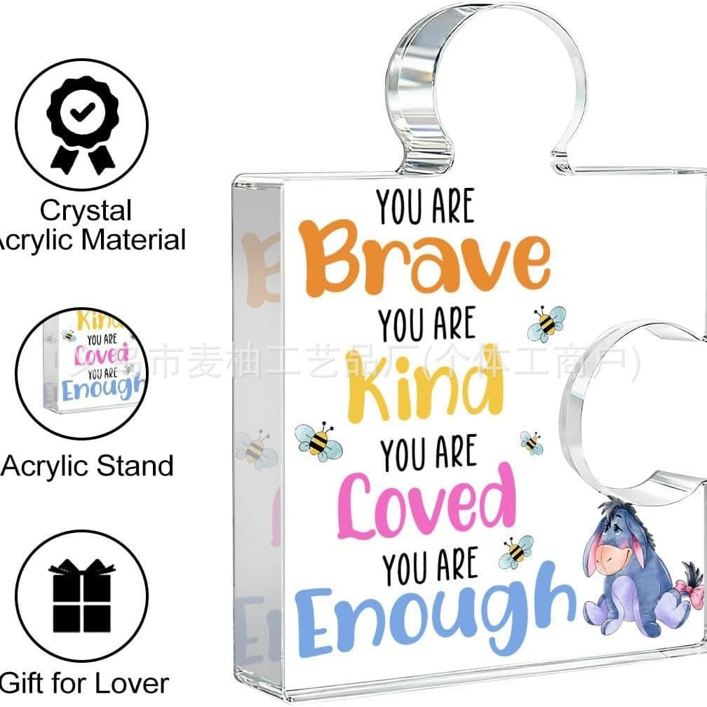 Cross-border best-selling cute Winnie the Pooh acrylic puzzle ornaments, inspirational quotes, gifts for girlfriends