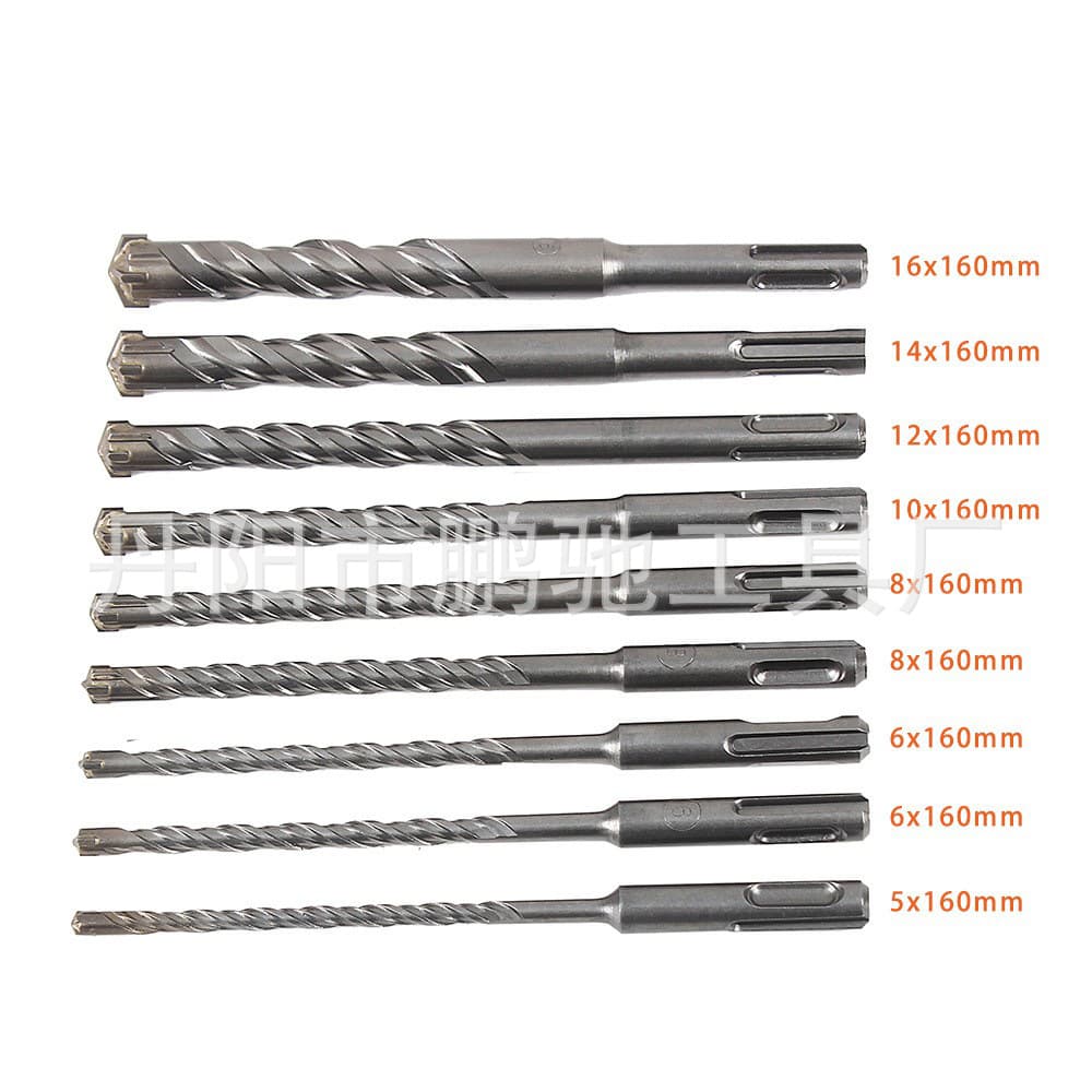 Round Shank Two-Flute Two-Slot Cross Tip Hammer Drill Bit Impact Drill Bit Cement Stone Concrete Drilling