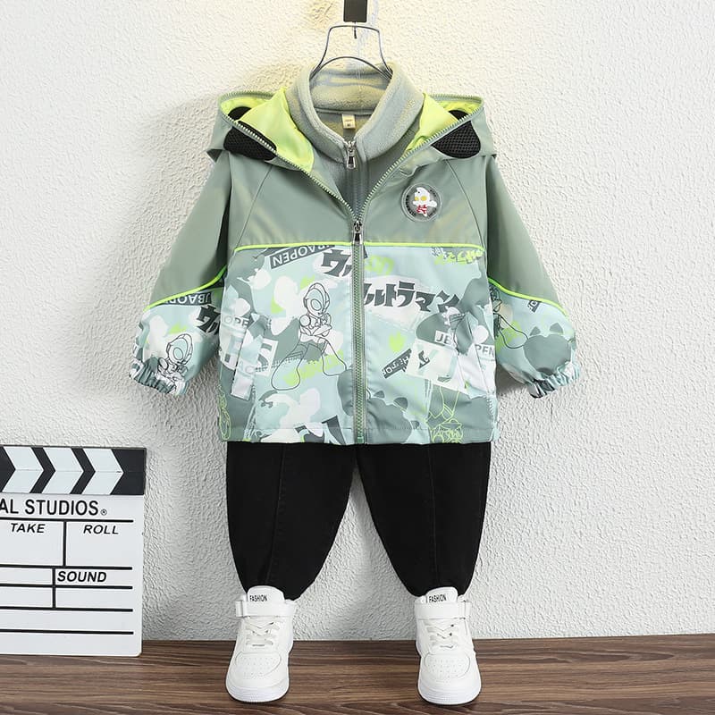 Ultraman Themed Boys' Jackets, 2025 New Children's 3-in-1 Windbreakers, Baby Autumn Kids' Wear