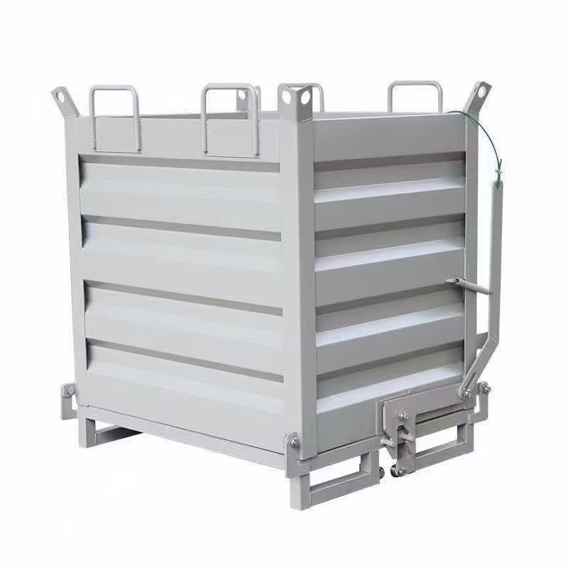 Customized industrial scrap metal box trucks, mobile waste containers for trade and business, openable tipping buckets, stainless steel material.