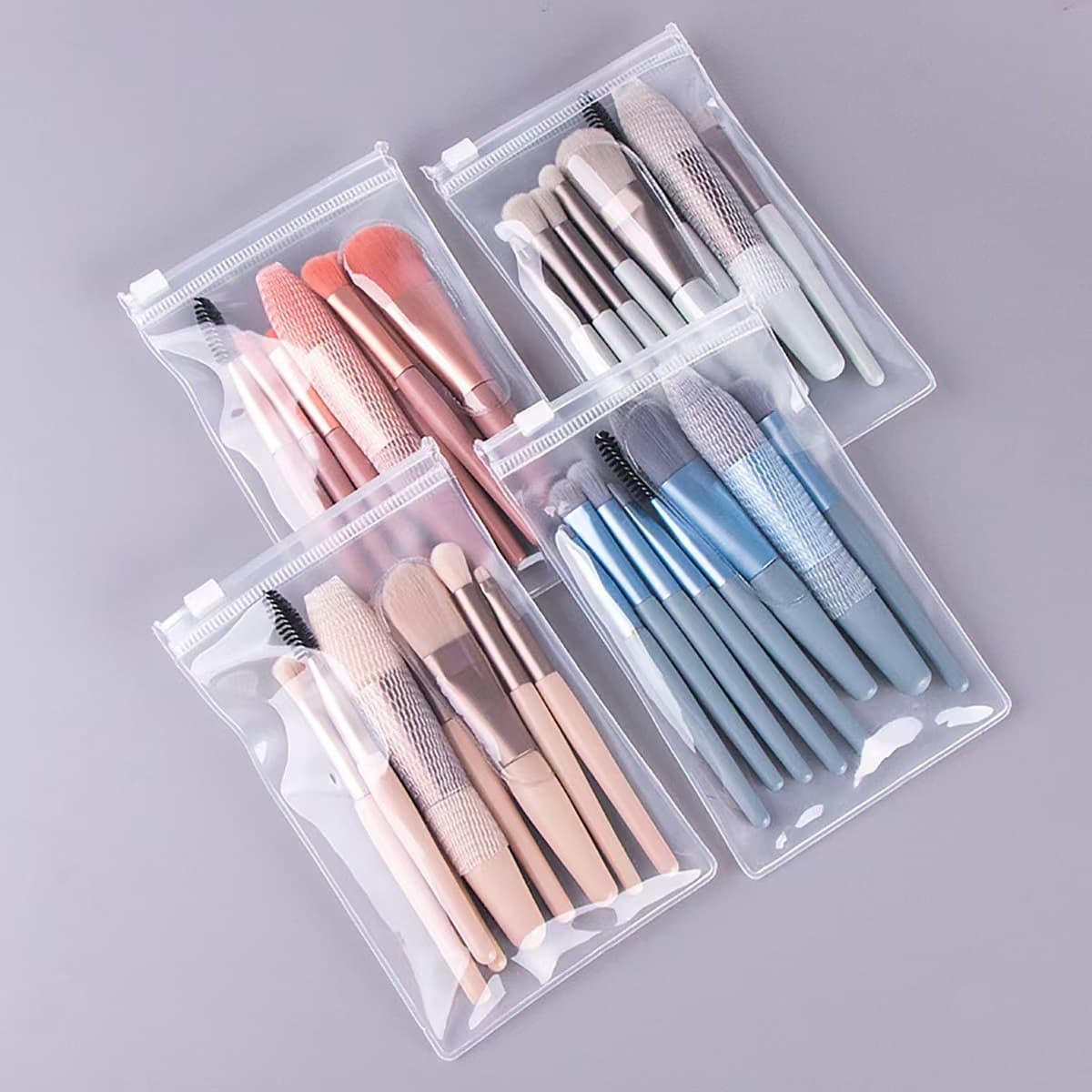 Portable Macaron Eight Piece Makeup Brush Set Beauty Tools Convenient Storage Cosmetic Brushes Nylon Bristles Plastic Handle