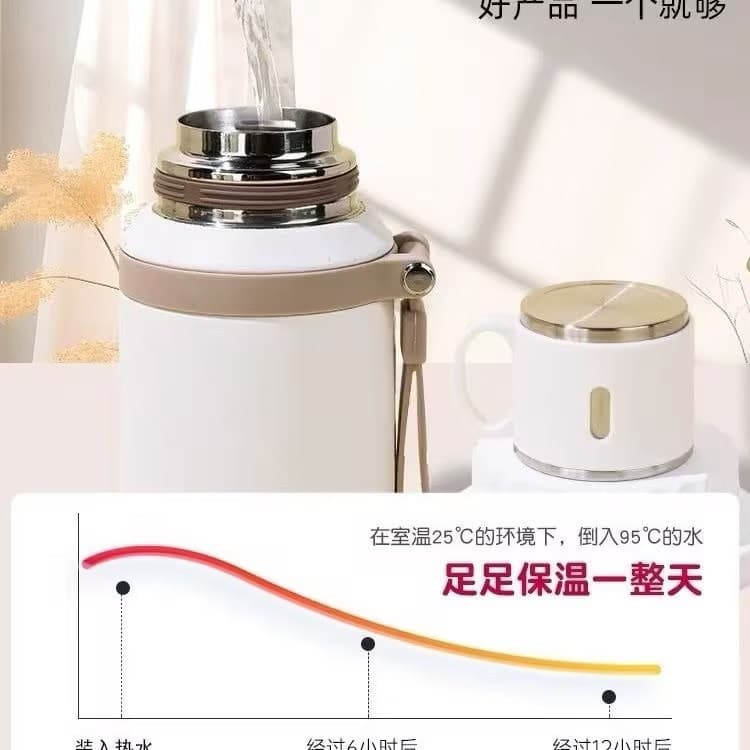Best-Selling 316 Stainless Steel Thickened Insulated Water Bottle, Minimalist Home Tea-Water Separation Large Capacity Portable Kettle