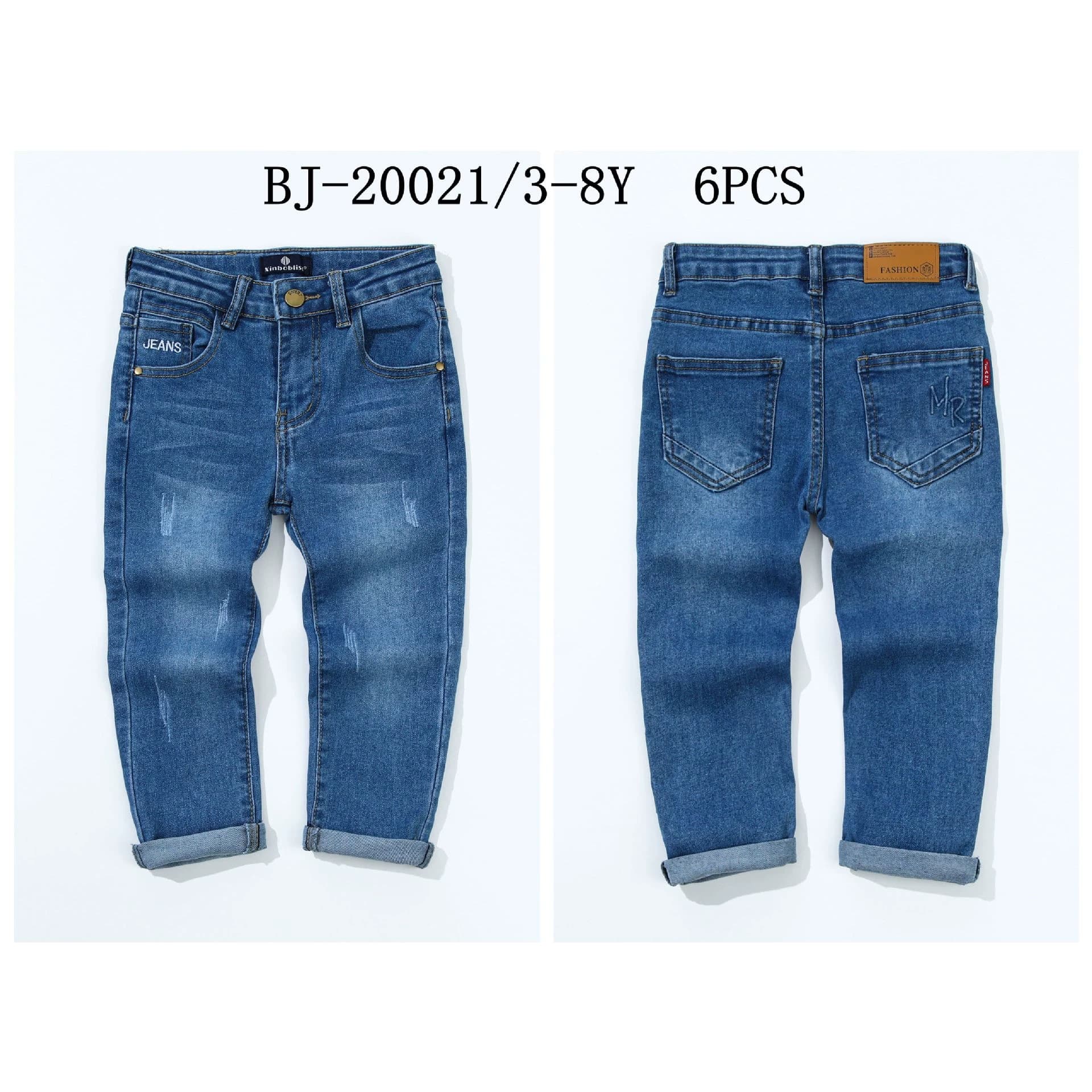 New Children's Jeans for Boys, Mid-Child Washed Denim Long Pants, Kids Fashion Slim-Fit Long Pants