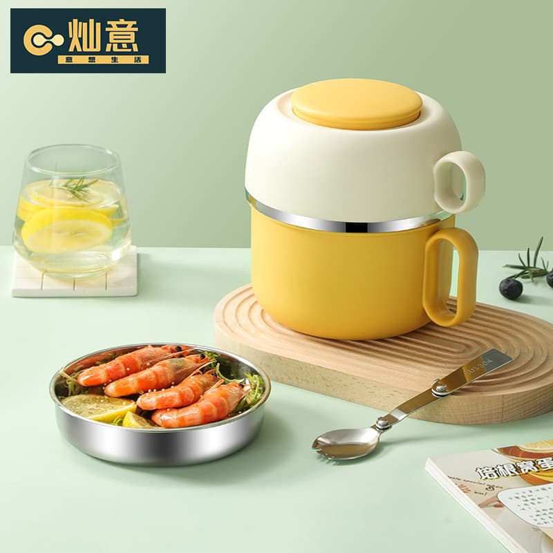 304 stainless steel insulated lunch box student school cafeteria fast food cup with handle large capacity lunch box