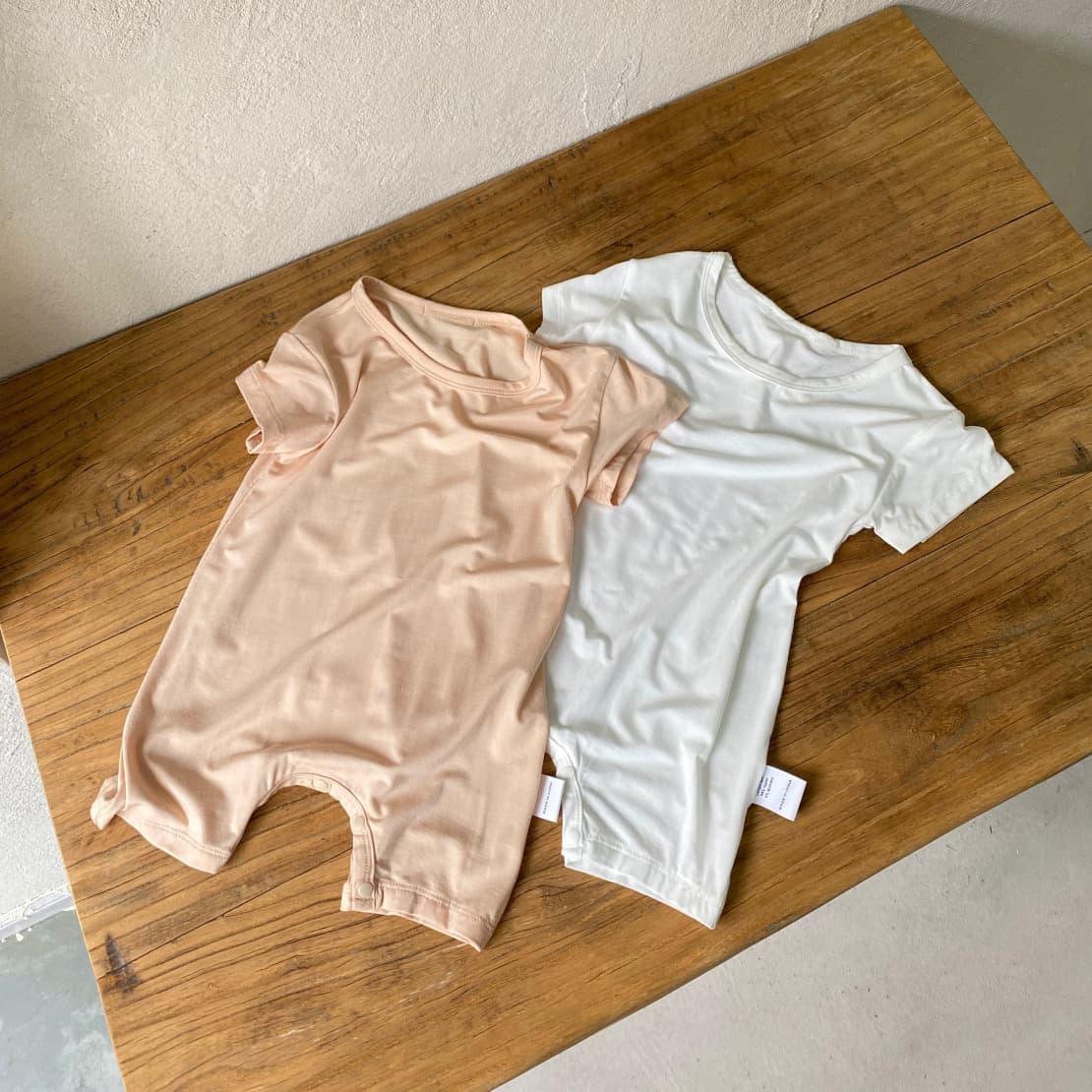 Baby Summer Soft Modal Solid Round Neck Bodysuit Thin Baby Romper Crawling Suit Solid Color