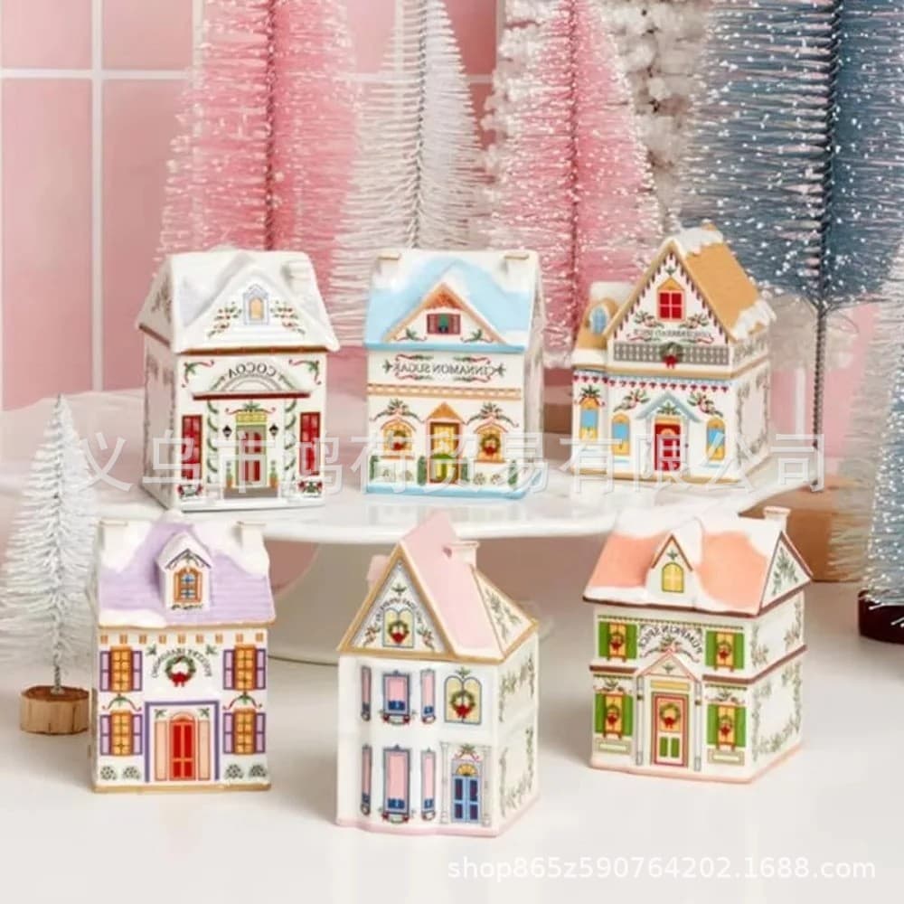Cross-border Creative Cute Cartoon Mini House Desktop Decoration Ornament Christmas Gift Spice House Set
