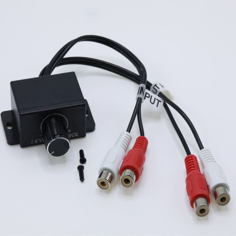Car Amplifier Volume Controller / Potentiometer with RCA Female Input and Output, 2 RCA Male-Female Car Potentiometer
