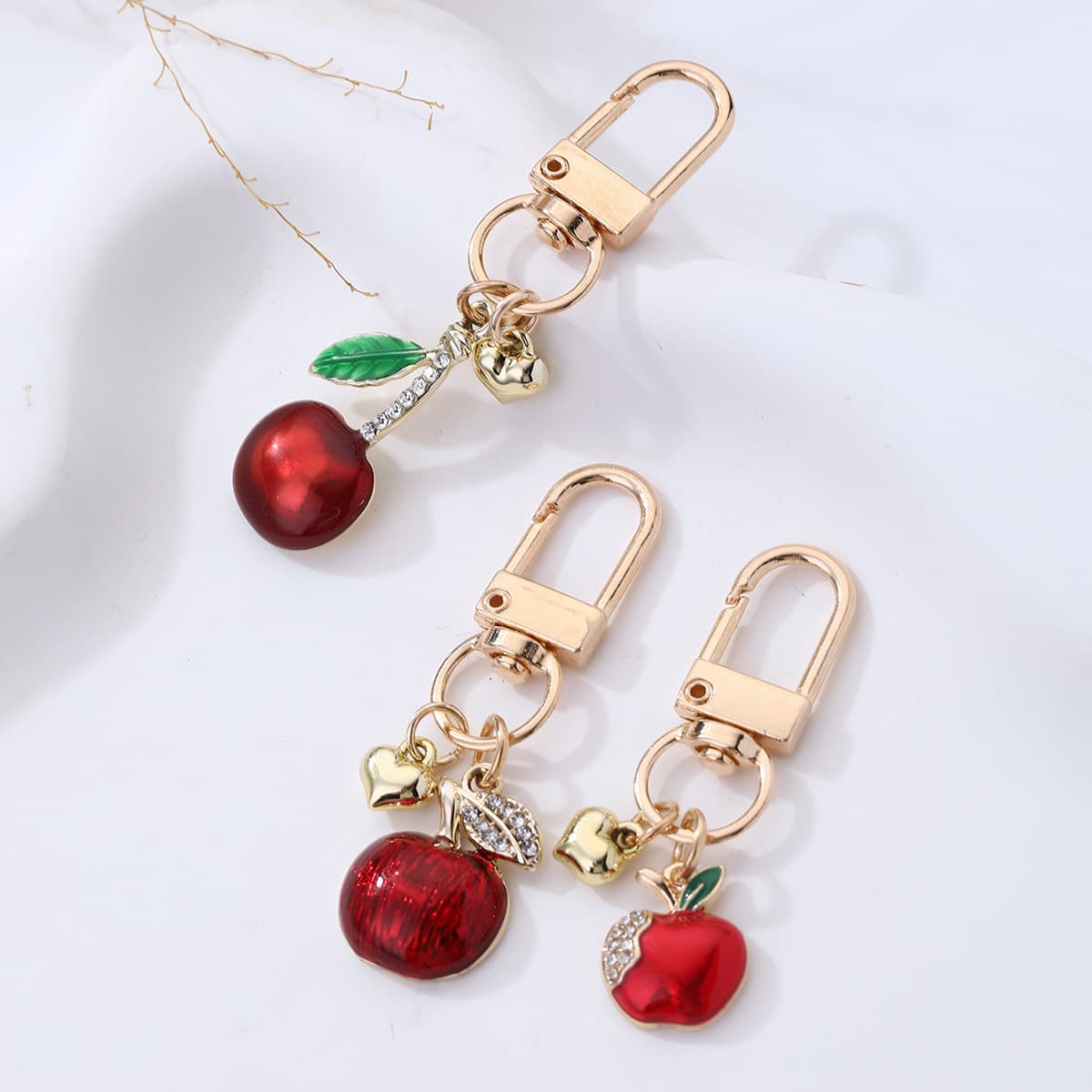 New Cross-Border Creative Fruit Series Apple Cherry Cute Cartoon Keychain Bag Car Pendant Small Gift