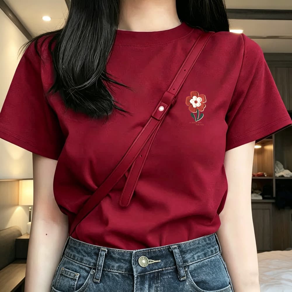 New Summer Cotton Short Sleeve T-Shirt, Round Neck, Loose Fit, Casual Style, Printed, Korean Fashion, Adult Size