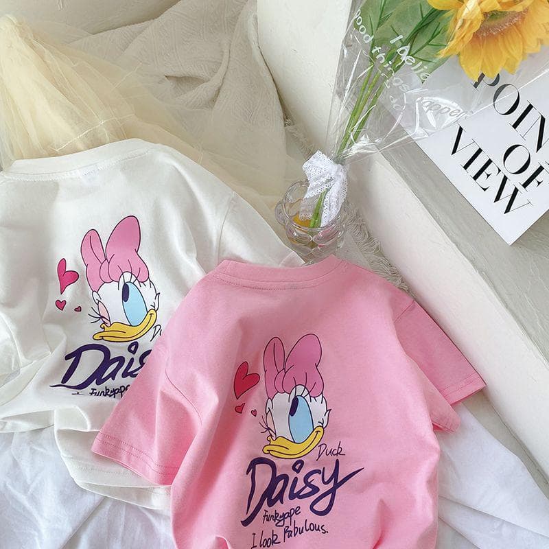 Women's Cotton T-Shirt Short Sleeves Casual Style Baby Top Printed Summer Fashion Children's Clothing Tang Old Duck T-Shirt