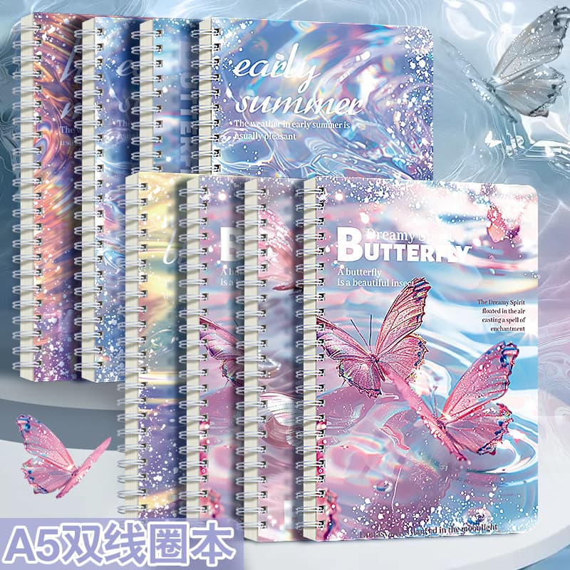 A5 Coil Notebook, High-Aesthetic Fresh Notebook, Thick Lined Pages, Easy-Tear Lines, Cross-Border E-Commerce Notebook