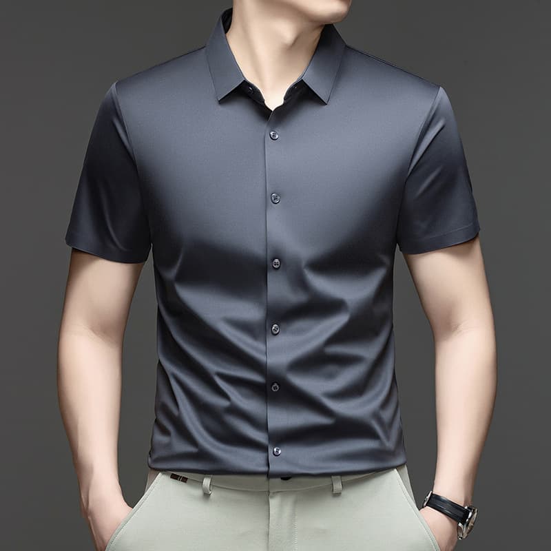 Men's Seamless Short-Sleeve Shirt Summer Casual T-Shirt Father's White Shirt Half-Sleeve Cross-Border Wholesale