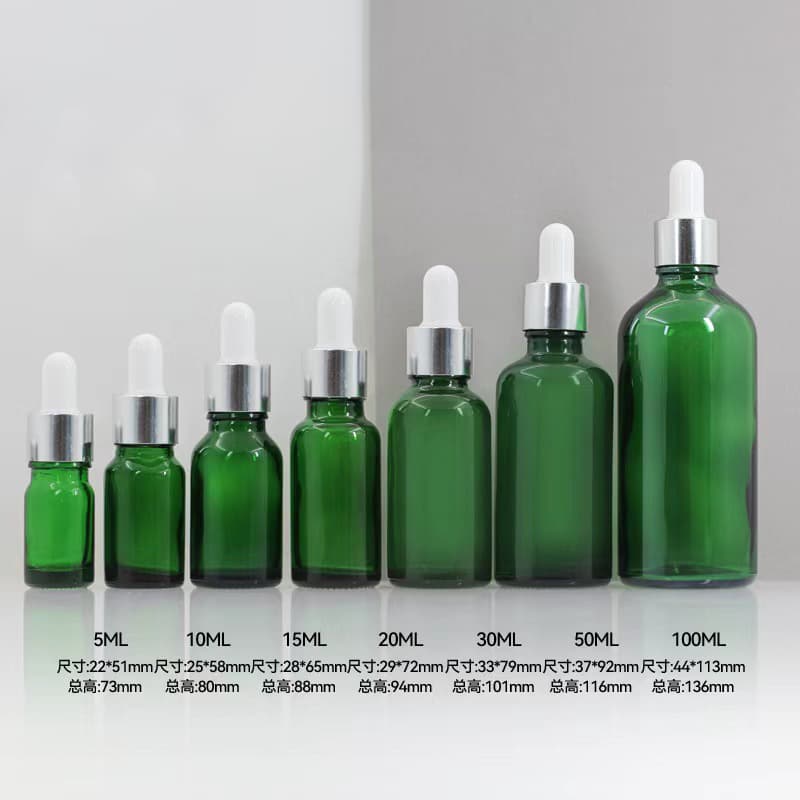 In Stock Amber Essential Oil Bottle with Rubber Dropper, Light-Proof Brown Serum Glass Bottle, Skincare Packaging Refillable Bottle