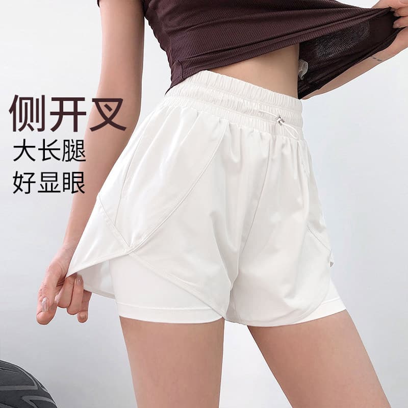 Plus Size Big Size Two-Layer Sports Shorts for Women Summer Anti-Flash Quick-Dry Breathable Casual Running Yoga Fitness Shorts
