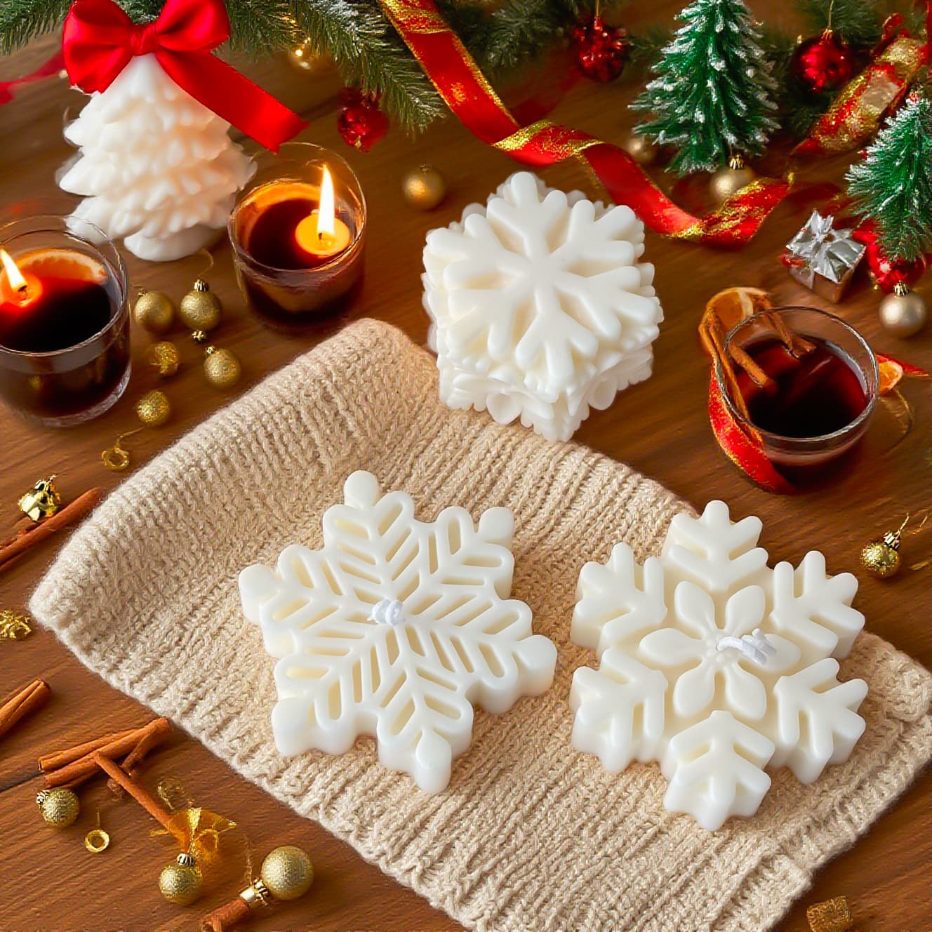 Ins Christmas Snowflake Scented Candle Festive Atmosphere Creative Ornament Holiday Gift Christmas Decoration Candle