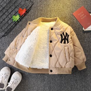 Boys Winter Lined Jacket Fashionable Toddler Thick Baseball Jacket Cotton Coat for Kids Wholesale