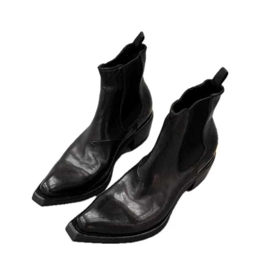 Chelsea Boots Men's Thick Sole Height Increase British Style High Heel Couple Matching Wizard Boots Pointed Toe Chimney Martin Boots Men