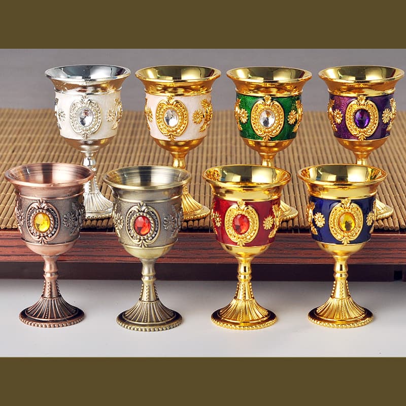 Factory wholesale zinc alloy high-stem small wine glass, half-liang baijiu cup, home decoration, high-end replica one-shot wine glass