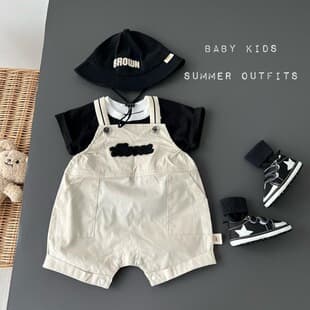 Baby Summer Clothes for Boys: Short-Sleeve T-Shirt and Suspenders Shorts Set, Thin Korean Style, Two-Piece Outfit