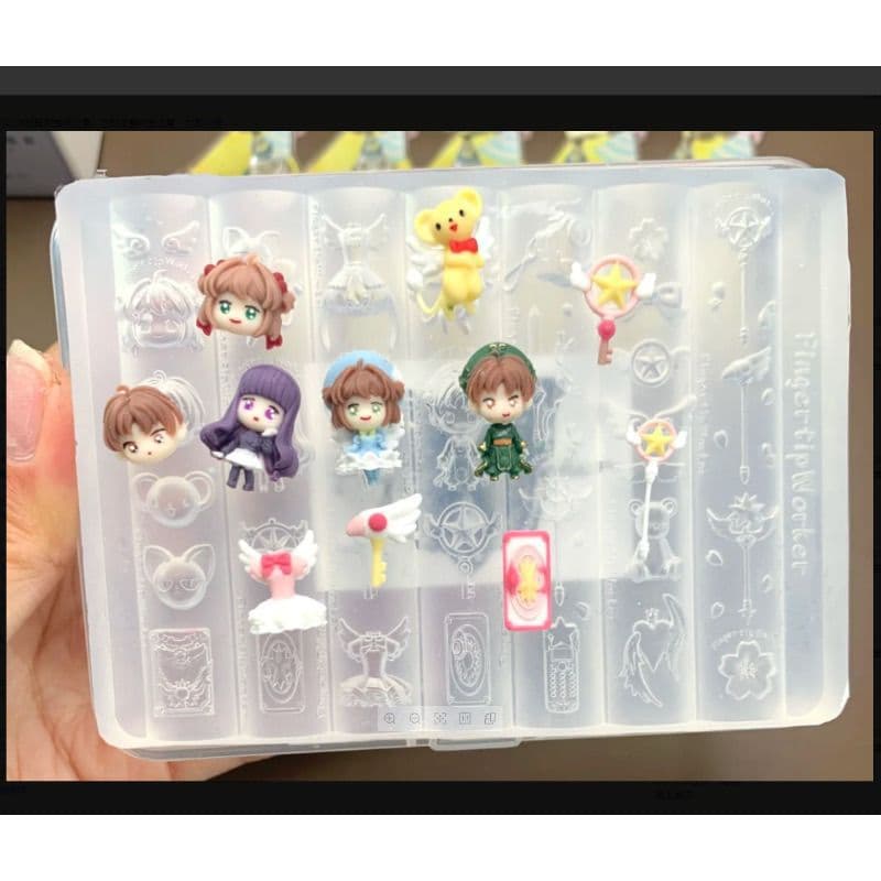 Cartoon Anime Nail Art Mold New Cute Sakura Cartoon High Translucent Silicone Abrasive Nail Art DIY Decoration Tool