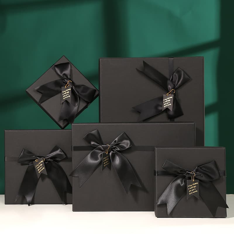 In Stock Birthday Gift Box Premium Orange Favor Box Empty Box with Bow, Two-Piece Lid and Base, Holiday Packaging Box
