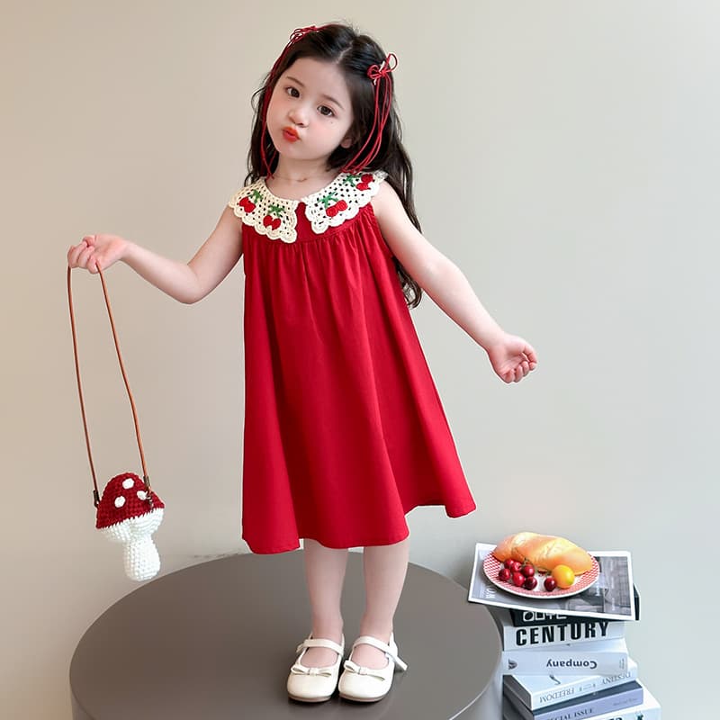 Girls' Summer Dress 2025 New Style Children's Fashionable Sleeveless Vest Dress Baby Sweet and Cute Princess Dress