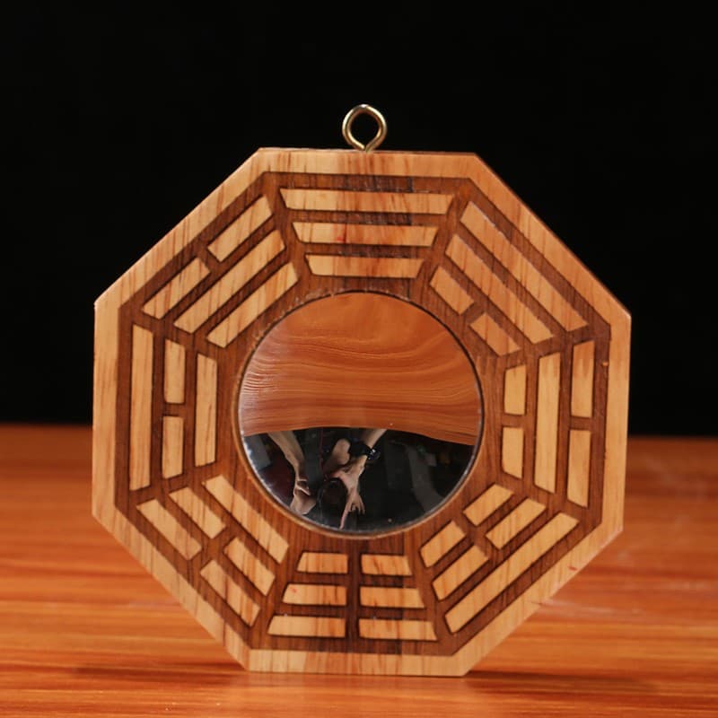 Peach wood Bagua mirror pendant Bagua convex mirror concave mirror Feng Shui mirror glass mirror mirror handicraft ornaments